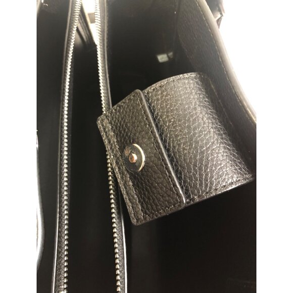 Michael Kors Kimberly Satchel Black Pebbled Leather Purse - Picture 11 of 16